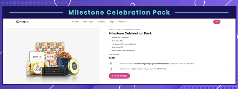 Achievement celebration kit for employees 
                                      