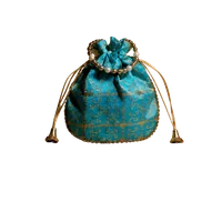 Royal Brocade Pearl Handle Potli Bag (Single Side Design)