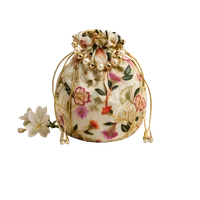 Floral Print Pearl Handle Potli Bag (Single Side Design)
