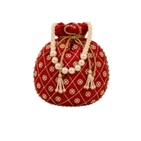 Pearl Embroidered Floral Potli Bag (Everything Stitched)