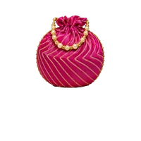 Chevron Pattern Pearl Handle Potli Bag (Single Side Design)