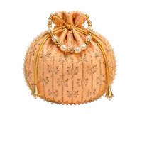 Starburst Embroidered Pearl Potli Bag (Single Side Design)