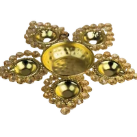 Crystal Decorative Diya with Gold Plating